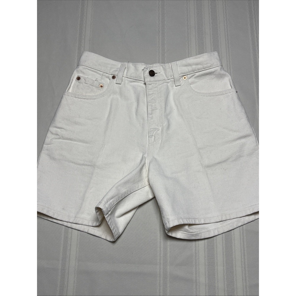 Vtg  Levi's 551 Jeans Women Size 10 P Cream Denim Shorts High Rise 90s Y2K